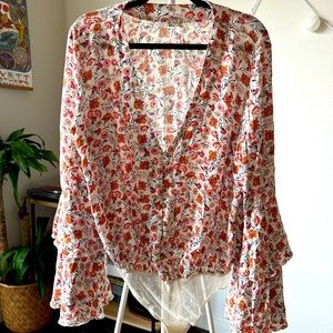 Free People Bell Sleeve Body Suit